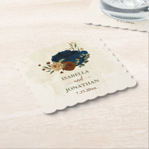 Porta-copo De Papel casamento floral do marinho de terracotta