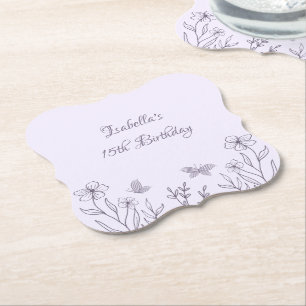 Porta-copo De Papel Casamento floral lilás romântico e elegante