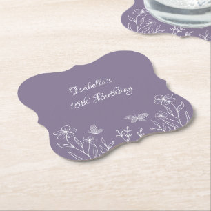 Porta-copo De Papel Casamento floral lilás romântico e elegante