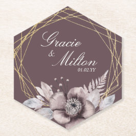 Porta-copo De Papel Casamento Floral Monograma Elegante Rosa 