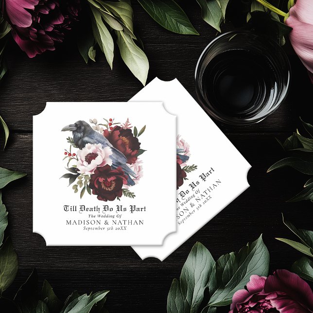 Porta-copo De Papel Casamento Floral Raven Raven Gótico Romântico (Criador carregado)