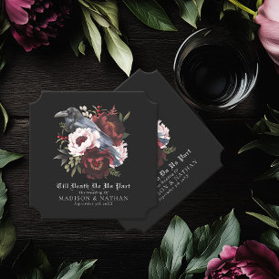 Porta-copo De Papel Casamento Floral Raven Raven Gótico Romântico