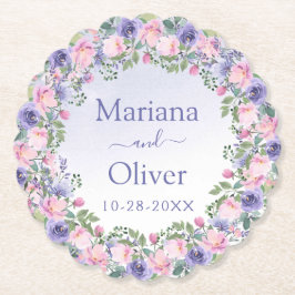 Porta-copo De Papel Casamento Floral Rosa Púrpura