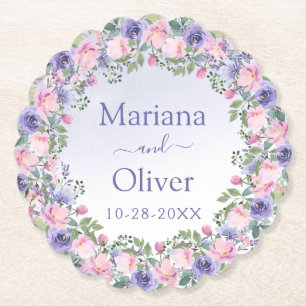 Porta-copo De Papel Casamento Floral Rosa Púrpura