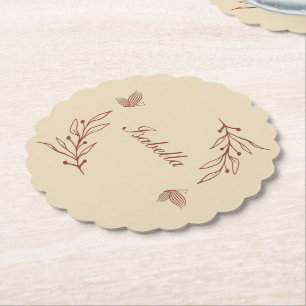 Porta-copo De Papel Casamento floral terracota romântico elegante