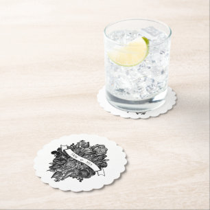 Porta-copo De Papel Casamento Gótico de Rosas Negra e Branca