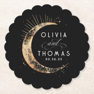 Porta-copo De Papel Casamento Místico Dourado e Negro Celestial