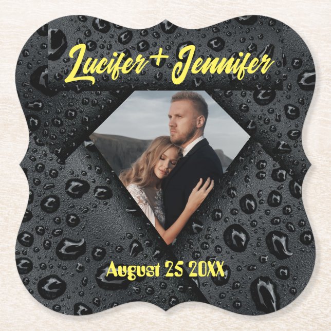 Porta-copo De Papel Casamento Personalizado Elegante Moderno do Golden (Frente)