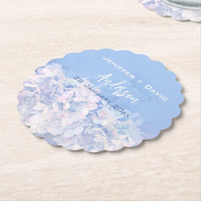 Porta-copo De Papel Casamento Personalizado Romântico Hydrangeas (Angular)