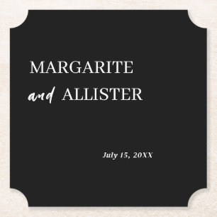 Porta-copo De Papel Casamento Quadrado Preto Personalizado