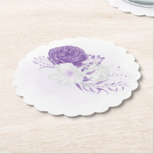 Porta-copo De Papel casamento romântico branco e roxo