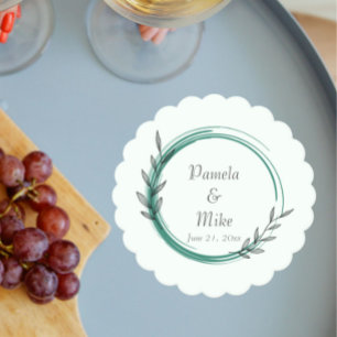 Porta-copo De Papel Casamento Simples Botânico Emerald Green