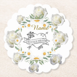 Porta-copo De Papel Casta De Casamento Floral "Juntos Para Sempre"