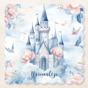 Porta-copo De Papel Castelo Encantado em Flor Pastel Conto de Fadas Fl