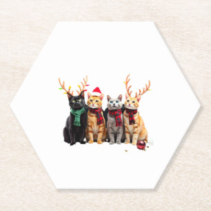 Porta-copo De Papel Cat Christmas Light Reindeers Papais noeis Natal C