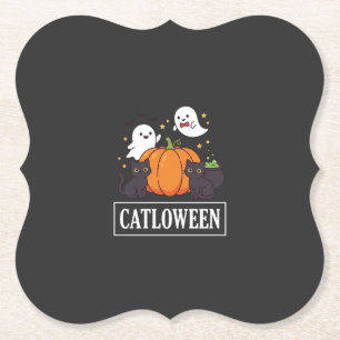 Porta-copo De Papel Catloween Design Divertido de Gato Fantasma de Abó