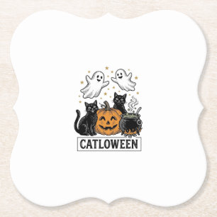 Porta-copo De Papel Catloween Vintage Gato Fantasma Camisa de Hallowee