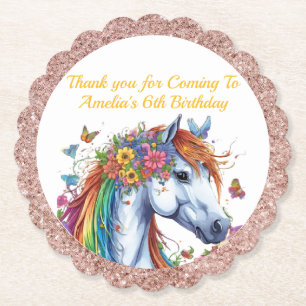Porta-copo De Papel Cavalo Whimsso Rainbow Floral Equestre Aniversário