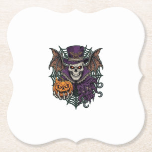 Porta-copo De Papel Caveira de Halloween Chapéu Alto Asas de Morcego A
