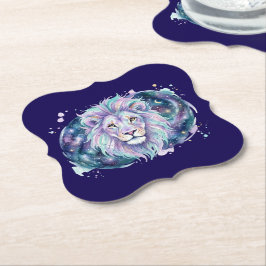 Porta-copo De Papel Celestial Watercolor Lion Galaxy Coaster
