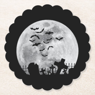 Porta-copo De Papel Cemitério de lua cheia de Halloween Cemitério de c