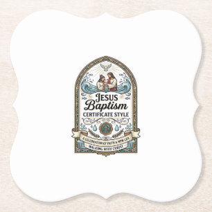 Porta-copo De Papel Certificado de Batismo de Jesus Estilo Certificado