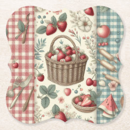 Porta-copo De Papel Cesta de Frutas Gingham Diversão