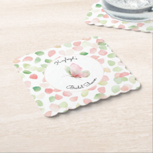 Porta-copo De Papel Chá de Bebê Borboleta Floral Rosa Bege e Verde Men