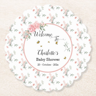 Porta-copo De Papel Chá de Bebê de Rosas Cor-de-Rosa Elegantes com Bor