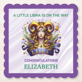 Porta-copo De Papel Chá de Bebê do Zodíaco Libra Lavanda e Verde