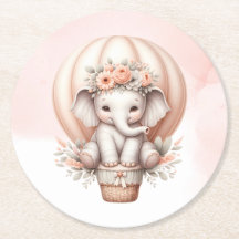 Chá de Bebê em Aquarela Elefante Rosa