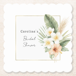 Porta-copo De Papel Chá de Bebê Floral Branco Pêssego Tropical
