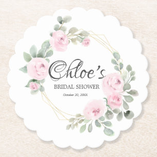 Porta-copo De Papel Chá de Bebê Floral Rosa Pink Eucalipto