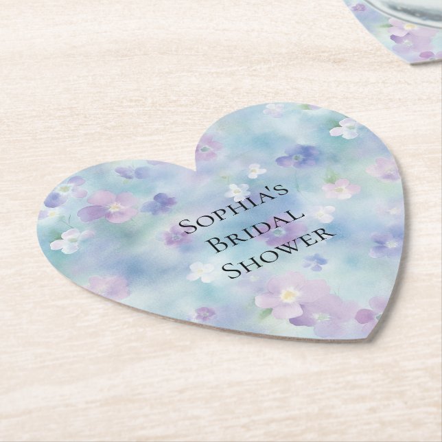 Porta-copo De Papel Chá de Bebê Flores Brancas Roxas Bonitas Romântica (Angular)