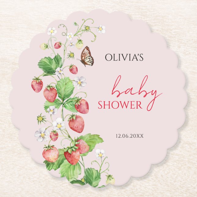 Porta-copo De Papel Chá de Bebê Morango (Frente)