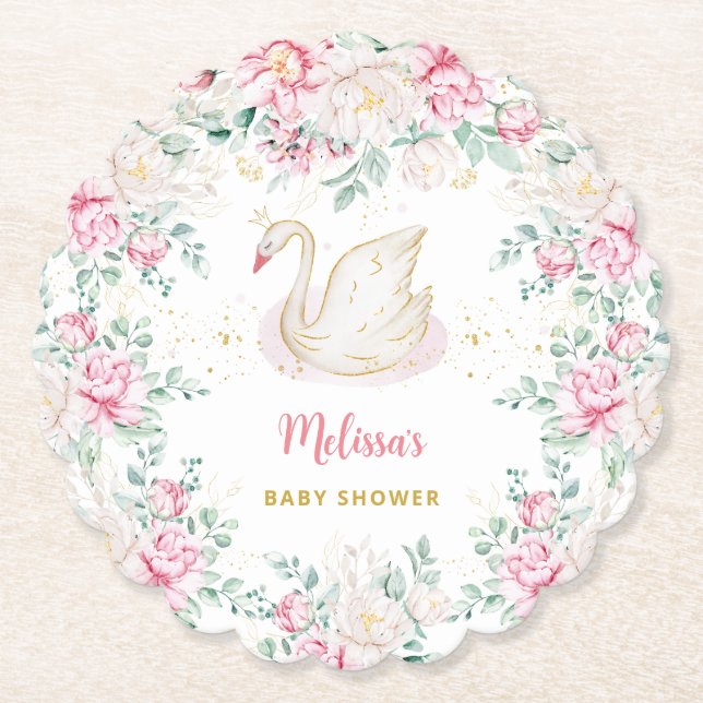 Porta-copo De Papel Chá de Bebê Princesa Cisne (Frente)