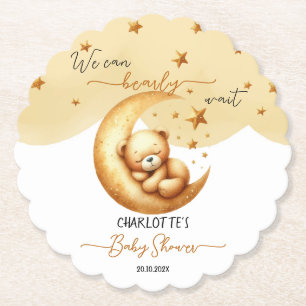 Porta-copo De Papel Chá de Bebê Urso Adormecido na Lua em Aquarela Fof