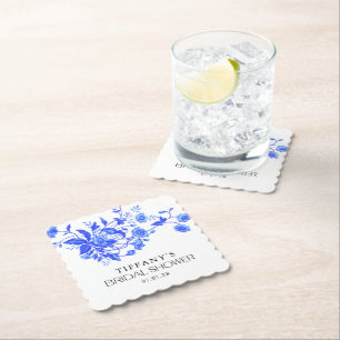 Porta-copo De Papel Chá de Bebê Vintage Francês Azul com Estampa Flora