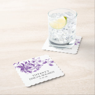 Porta-copo De Papel Chá de Bebê Vintage Francês Toile Roxo Floral