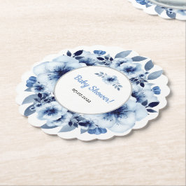Porta-copo De Papel Chá de fraldas de Aquarela com Flor Azul Dusty