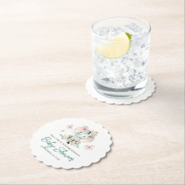 Porta-copo De Papel Chá de fraldas de Quadro de Elefante Floral Cor-de