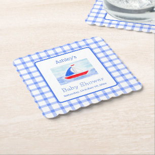 Porta-copo De Papel Chá de fraldas de Verificação Azul da Navegação