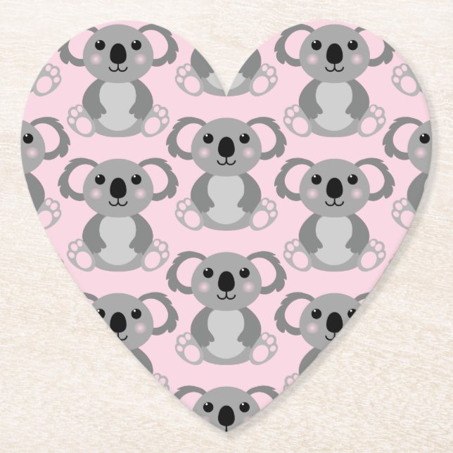 Porta-copo De Papel Chá de fraldas Rosa Koala Bear (Frente)
