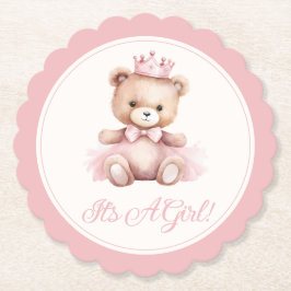 Porta-copo De Papel Chá de fraldas Rosa Princesa Bear Baby Girl