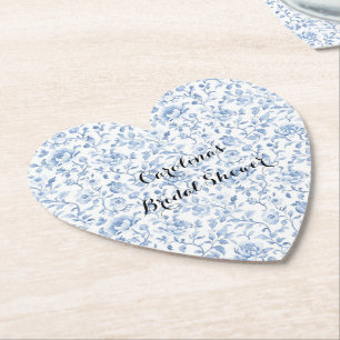 Porta-copo De Papel Chá de Noiva Floral Azul Romântico Branco