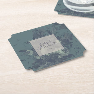 Porta-copo De Papel Chá de Noiva Floral Elegante Rústico Turquesa