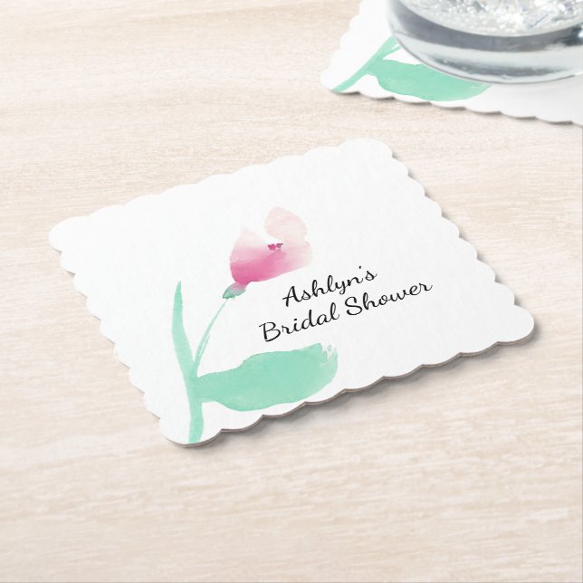 Porta-copo De Papel Chá de Noiva Floral Rosa (Angular)