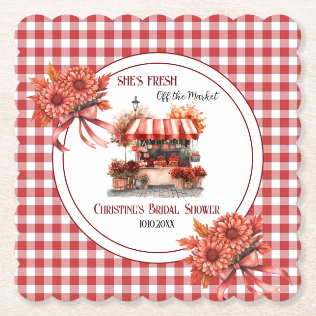 Porta-copo De Papel Chá de Noiva Xadrez Piquenique no Campo (Frente)