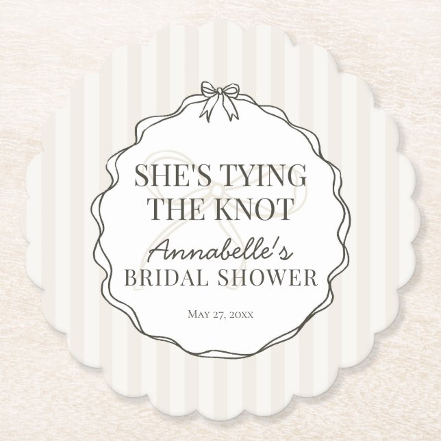 Porta-copo De Papel Chá de panela bege Arco coquete preto Brunch (Frente)