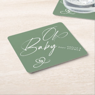 Porta-copo De Papel Chá Verde Elegante Rascunho Oh Bebê Baby Shower